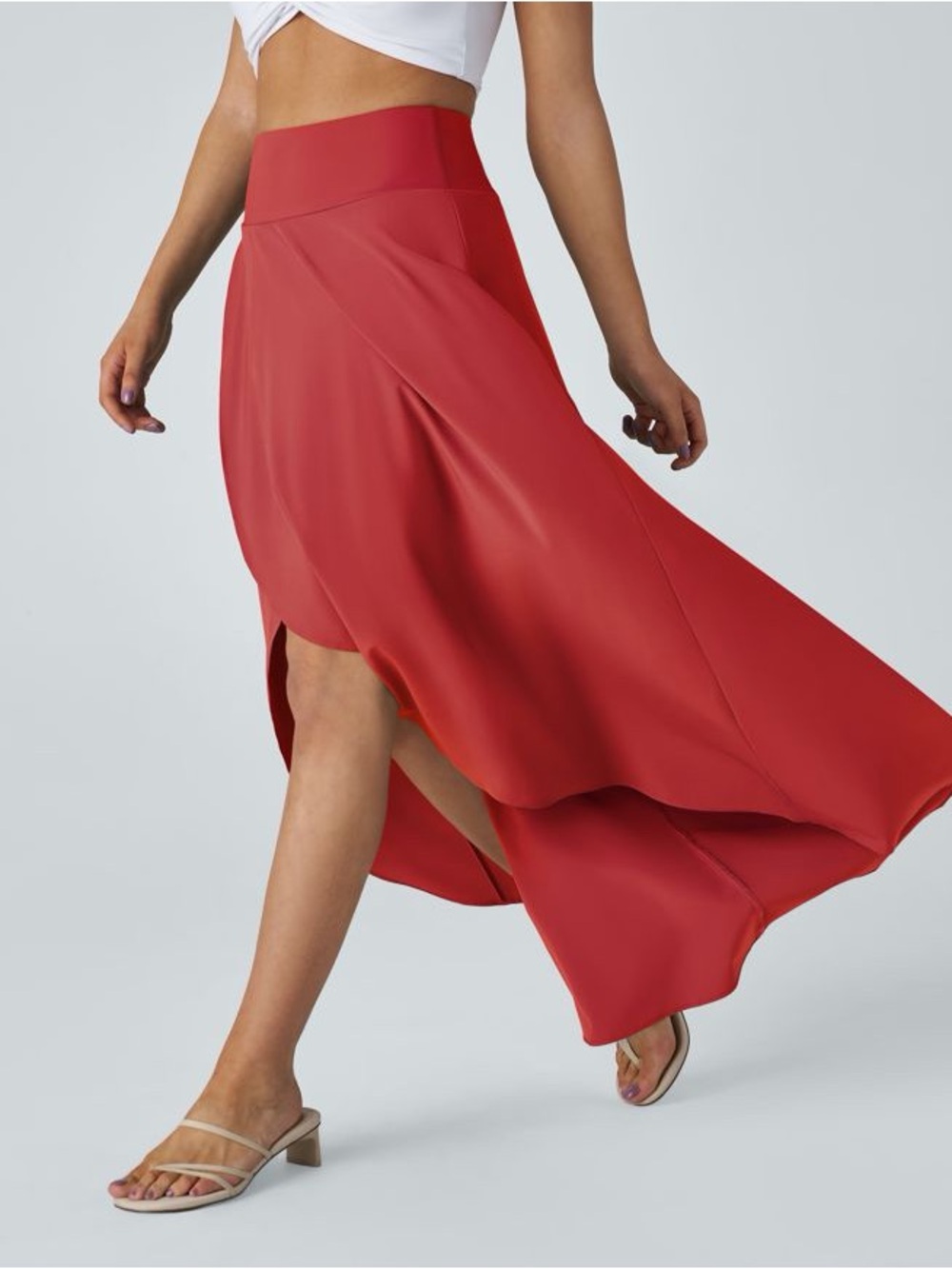 Halara Breezeful High Waisted High Low Ruffle 2-in-1 Flowy Maxi Skirt Medium - Picture 2 of 5